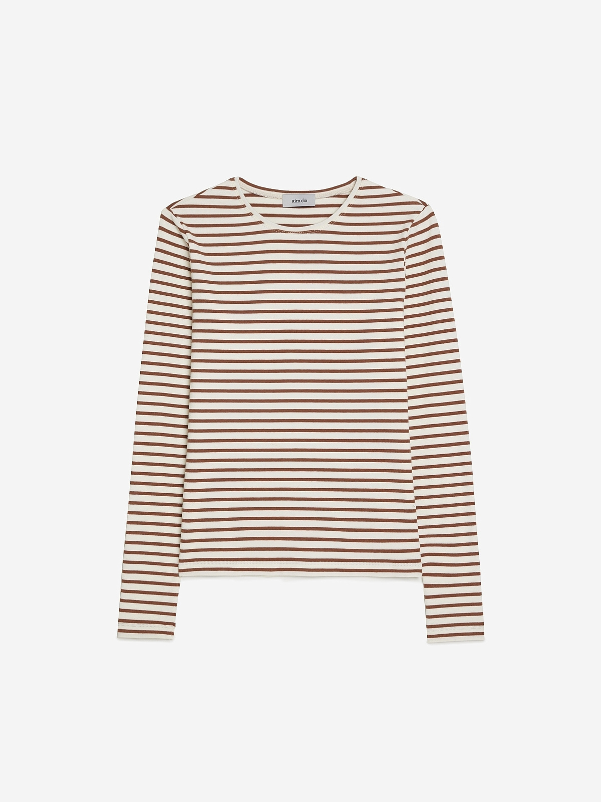 Лонгслив в полоску 0176, молочно-коричневый