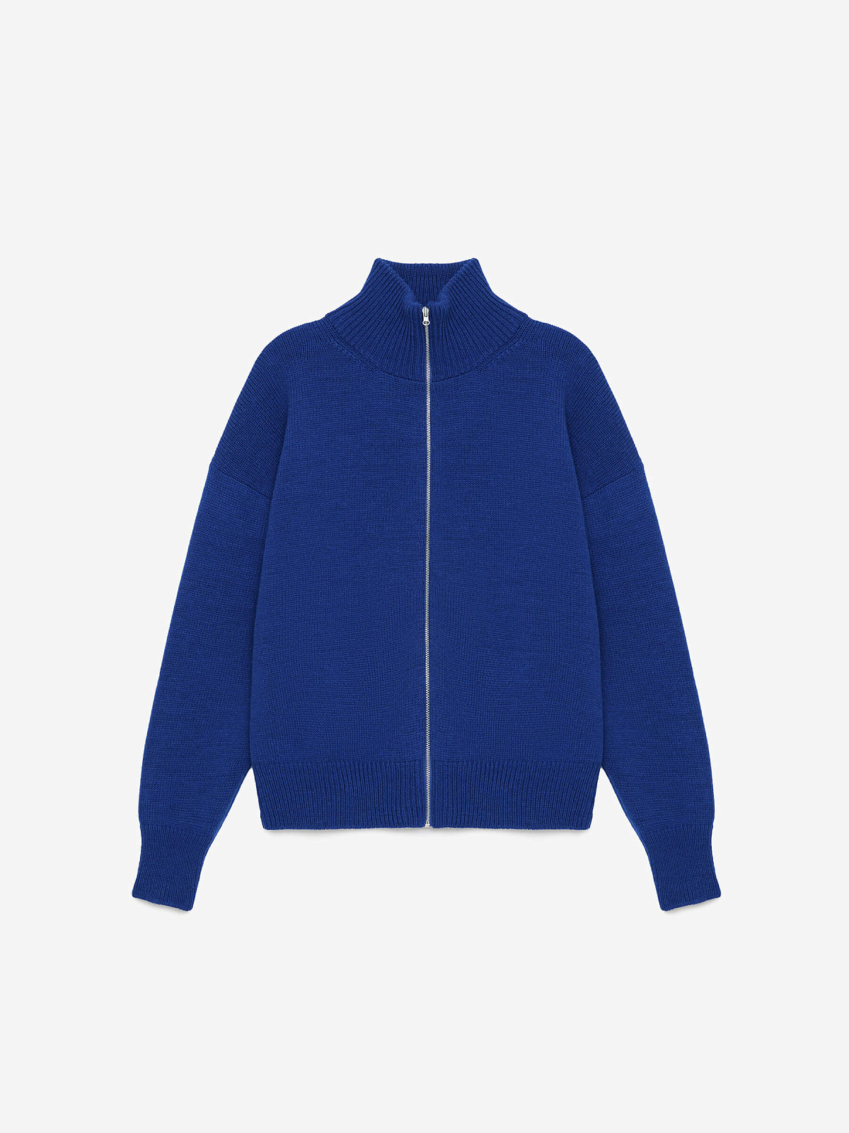 Свитер свободного кроя с разъемным замком, синий