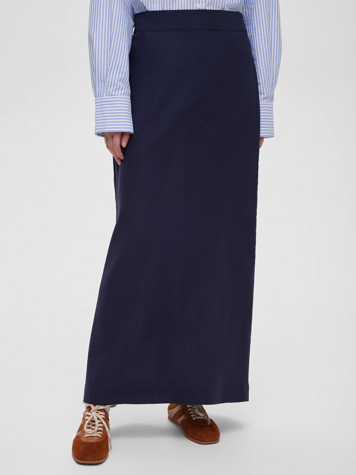 Юбка макси из льна 0189, синий