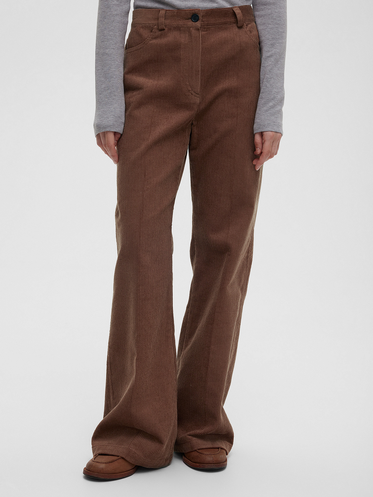 Брюки клеш из вельвета 0131, песочный