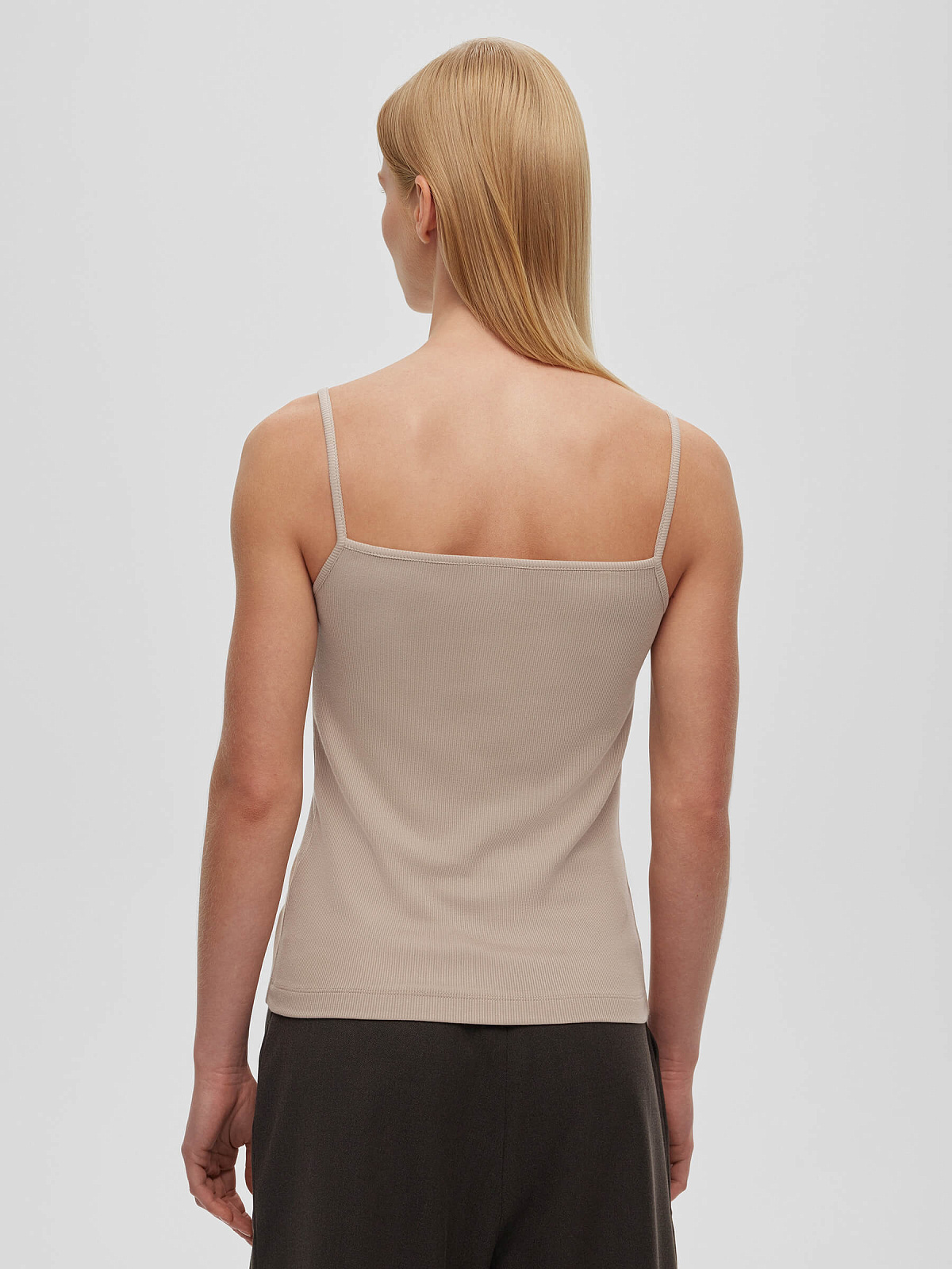 Майка на бретелях 0214, серо-бежевый