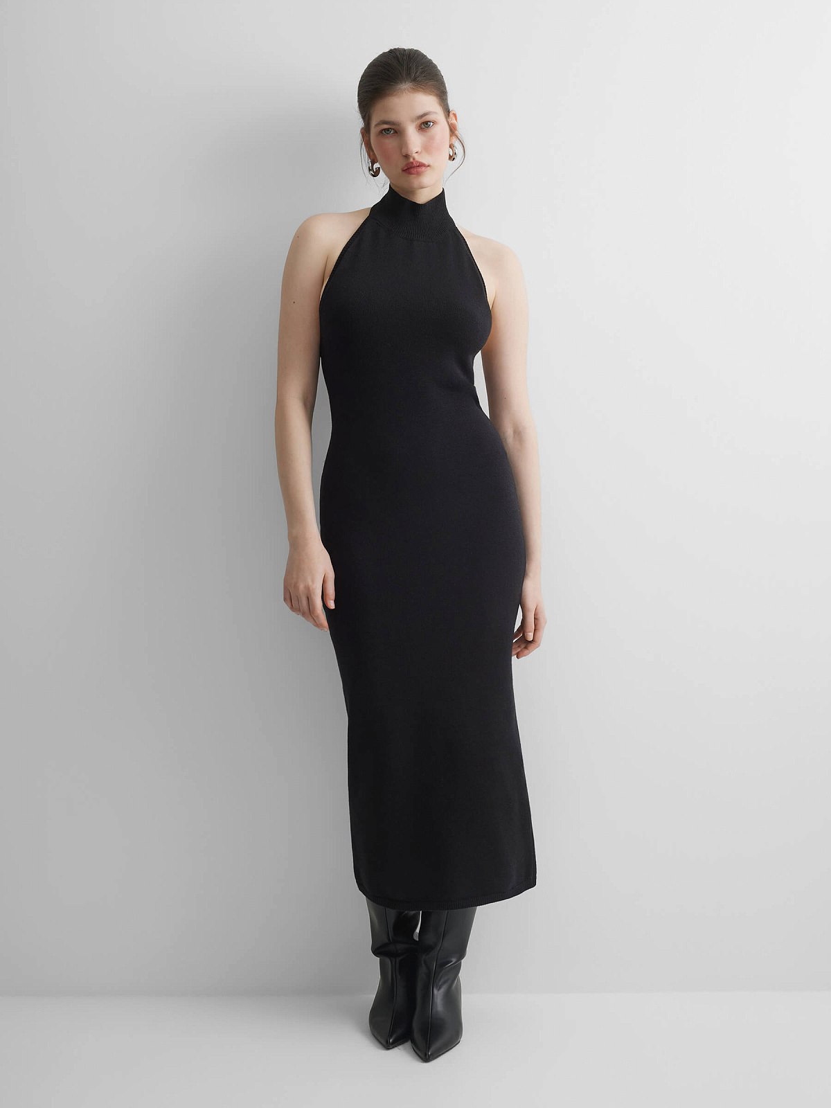 Платье макси из вискозы, черный