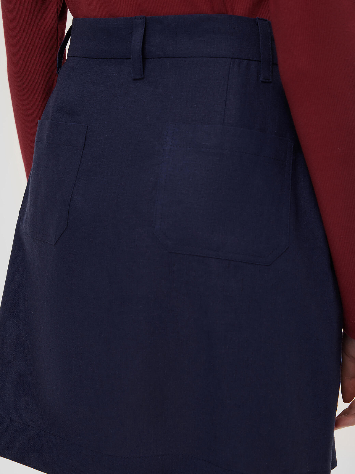 Юбка мини из льняной ткани 0205, синий