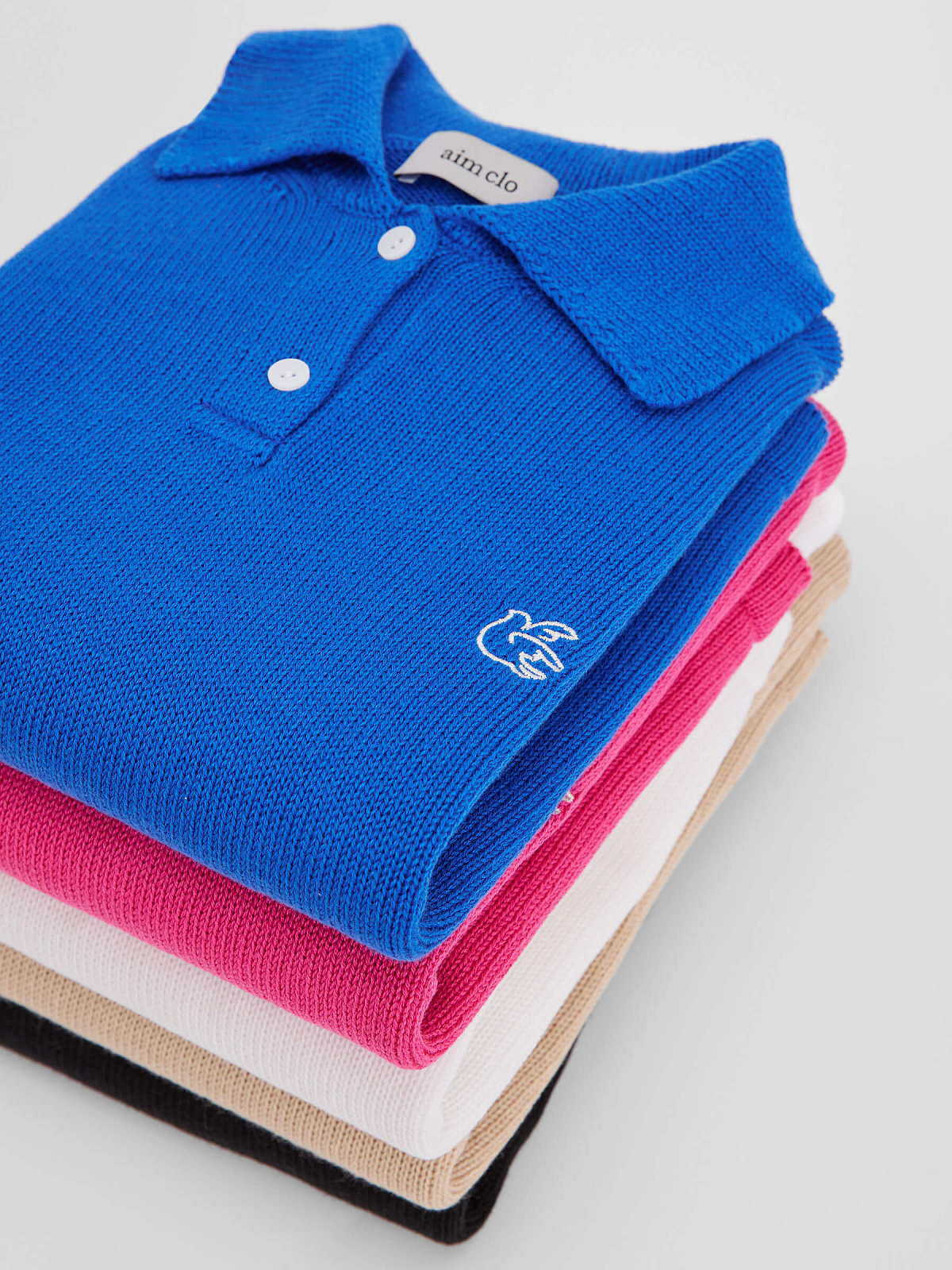 Поло с коротким рукавом из хлопка с вышивкой, синий